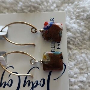 Jody Coyote Gold and Brown Multicolor Earrings With Sterling Silver Earwire
